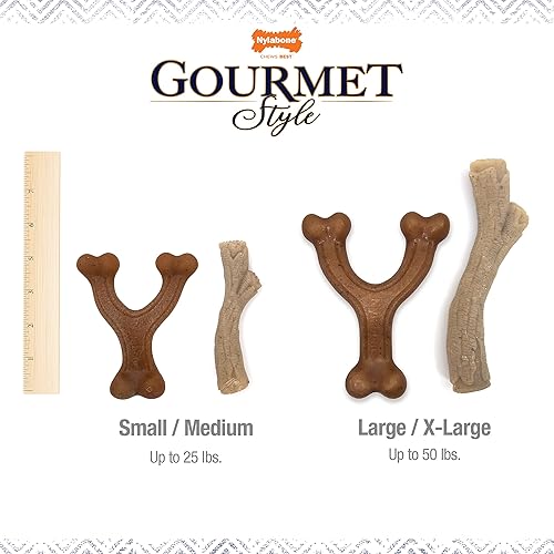 Miniatura 9 de Nylabone Paquete de juguetes masticables fuertes para masticar para perros, estilo gourmet, tocino y mantequilla de maní, grandegigante (2 unidades)