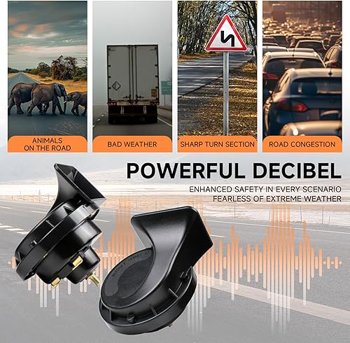 Miniatura 3 de FARBIN Bocina de camión de 24 V, bocina de coche ruidosa de doble tono, bocina de tren impermeable, kit de bocina de caracol eléctrico universal