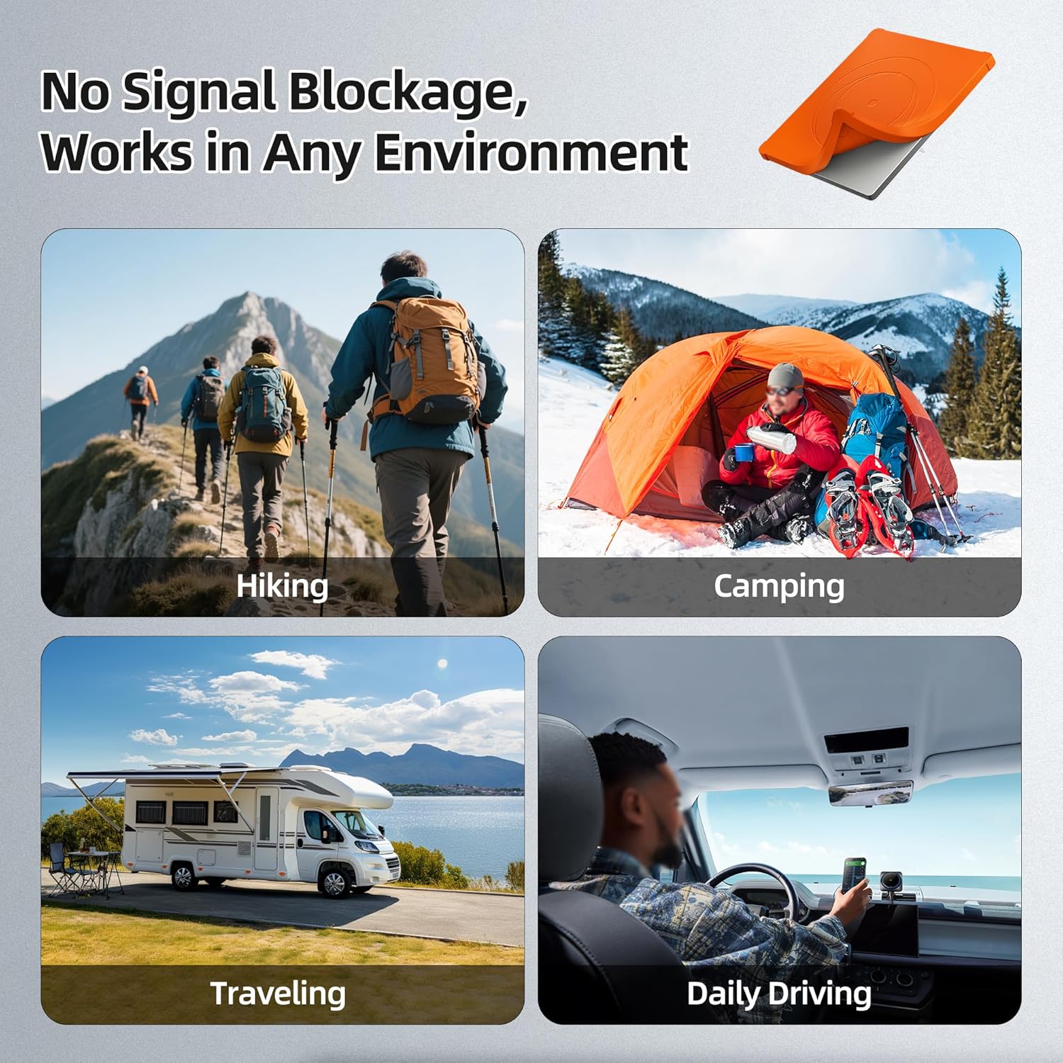 Starlink Mini Cover Rugged Silicone Protective Cover Hexagonal Heat Dissipation Vents Heavy Duty Starlink Mini Accessories 4X Shock-Absorbing Reinforced Armor Corners All-Weather Dustproof (Orange)