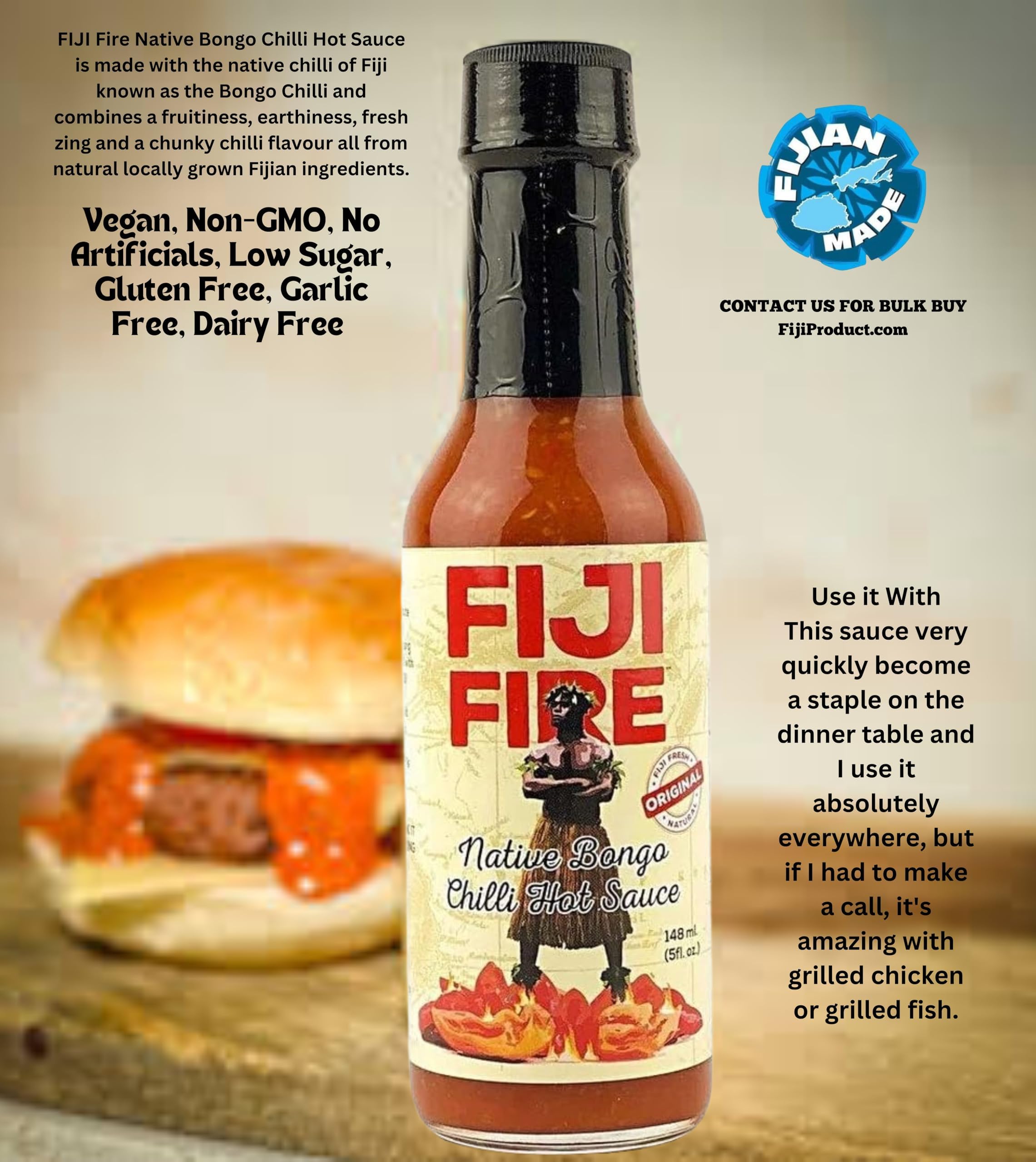 Amazon.com : FIJI Fire Chilli HOT Sauce (Value Pack of 1 x 5 Oz
