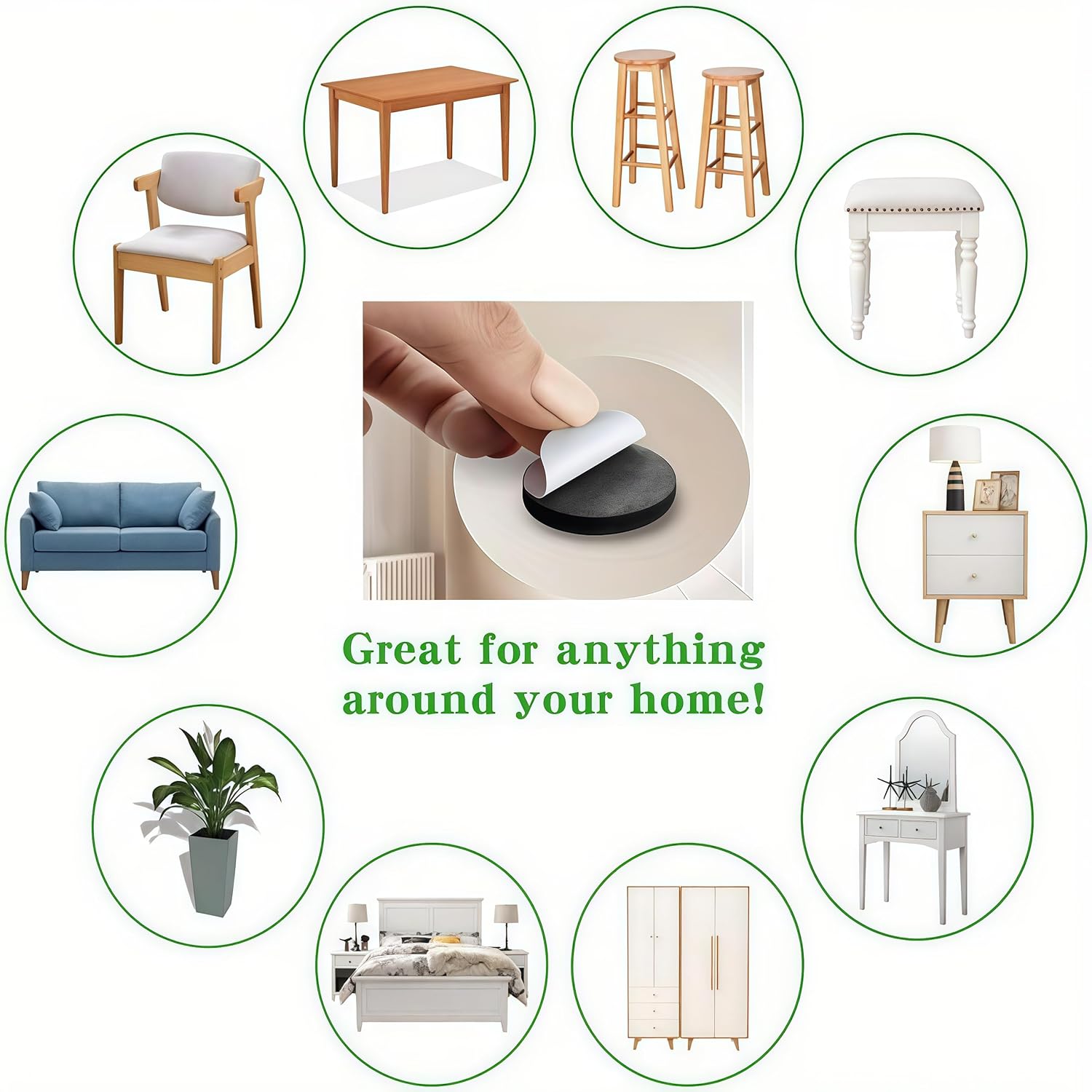 48PCS Furniture Pads 0.78 Inch - Cuttable Round Floor Protectors for Chair Legs - Anti Scratch Furniture Feet Pads for Hardwood Floors - Non Slip Chair Leg Protectors Moving Essentials