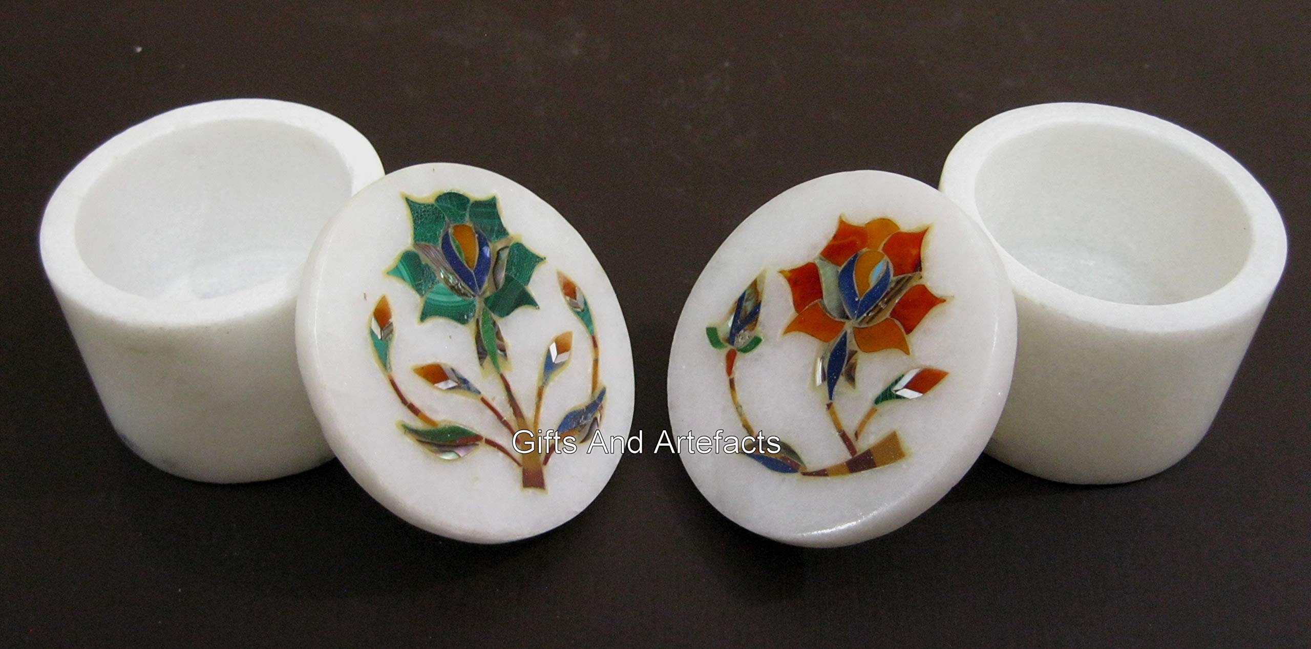 Boîte à bijoux ronde en marbre blanc de 6,3 cm pour ranger vos bagues au quotidien