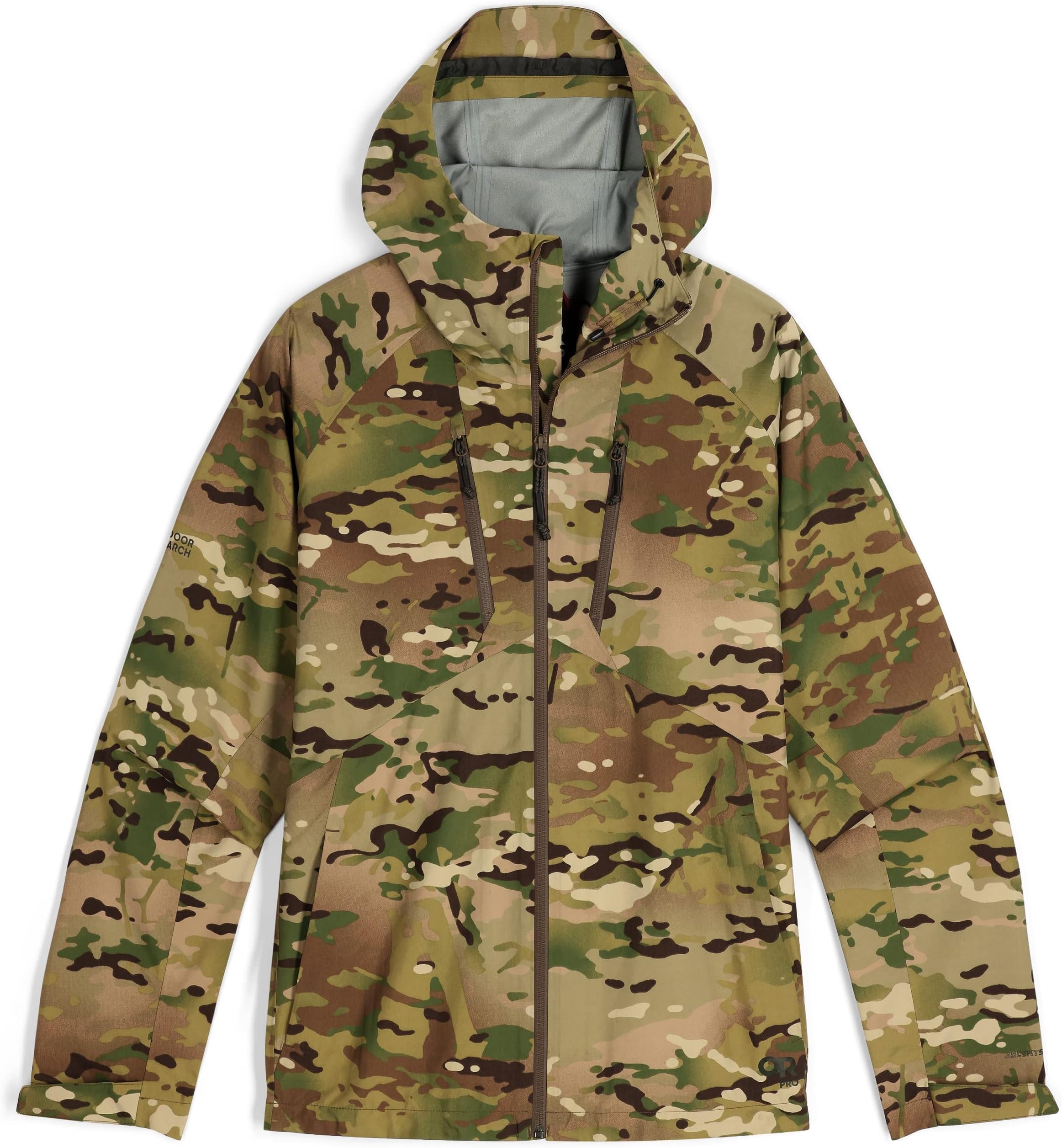 Outdoor Research - OR Pro Allies Microgravity Jacket - Multicam - Lightweight Camo Rain Jacket, Waterproof, Helmet Compatible