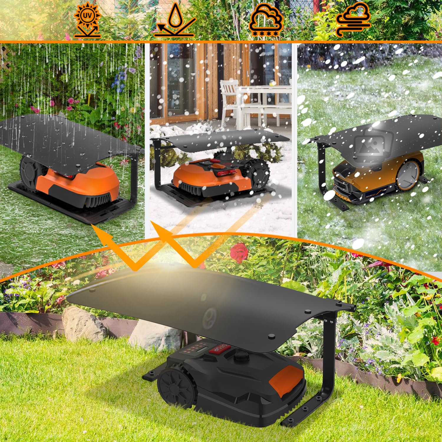 Eulenke Mähroboter Garage ABS Kunststoff Carport Witterungsbeständig UV Schutz faltbares Dach Schwarz