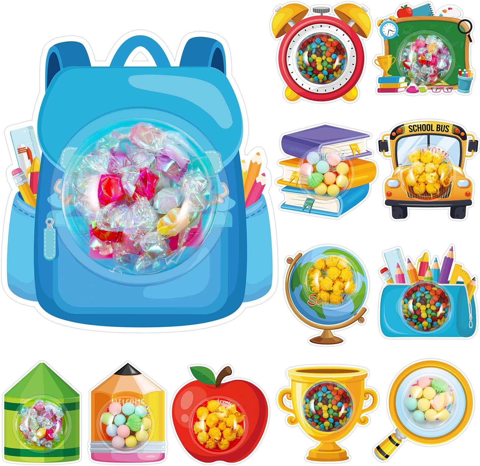 36 Pack Candy Cards with Dome Candy Shaker Greeting Cards Candy Treat Chocolate Holder for Classroom Rewards Gifts Goodie Bags Stuffers Birthday Party Favors Supplies(Apple Styles)