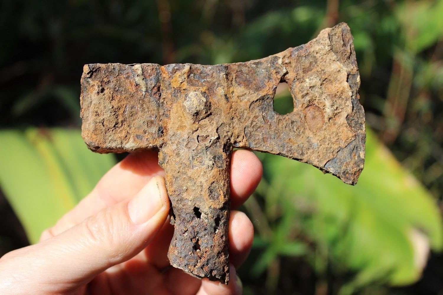 European Medieval German iron fighting small battle black Axe #18