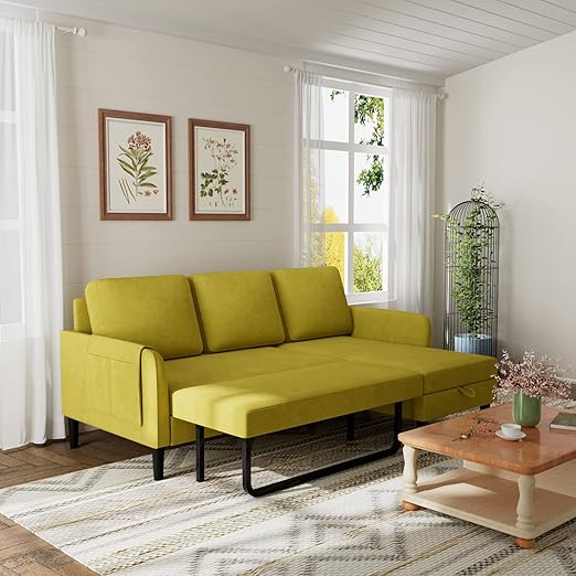 Olela Pull Out Sleeper Sofa Couch,Velvet Convertible Sofa
