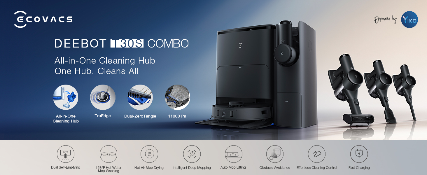ECOVACS DEEBOT T30S Combo Robot Vacuum and Mop