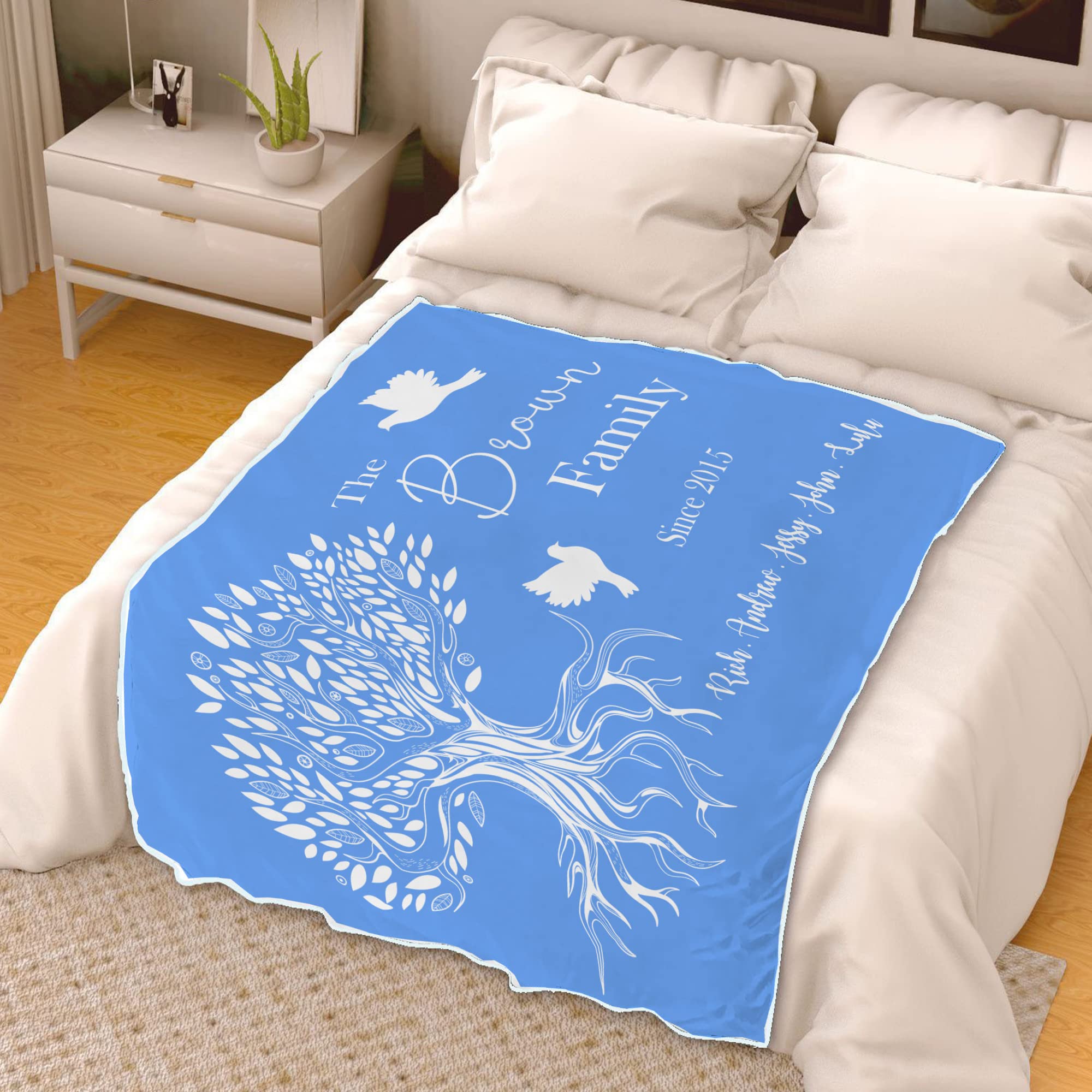 Manta personalizada con nombre del árbol genealógico, manta con nombre personalizado, año y nombre familiar, regalo de inauguración de la casa, manta de forro polar suave, manta personalizada con