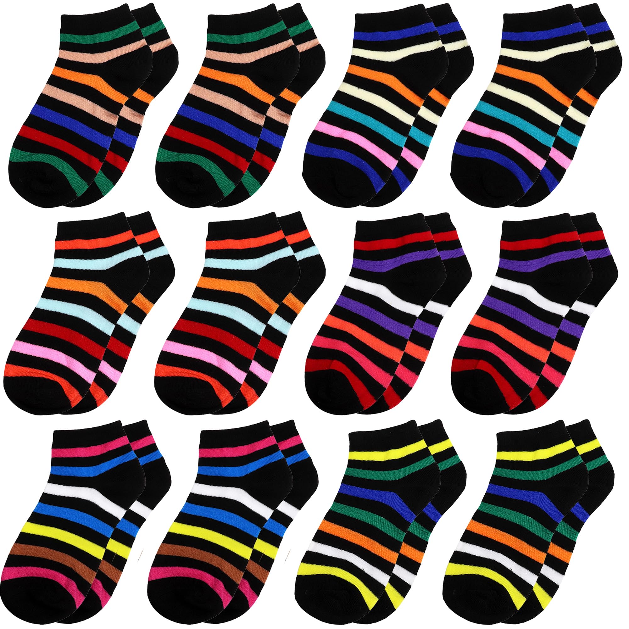 Falari 12 pares de calcetines tobilleros para mujer, coloridos, cómodos, suaves, ligeros, deportivos