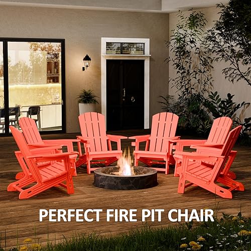Miniatura 7 de Silla Adirondack, sillas de patio con soporte para tazas, Adirondack de plástico sin tornillos para instalación, funiture al aire libre para patio