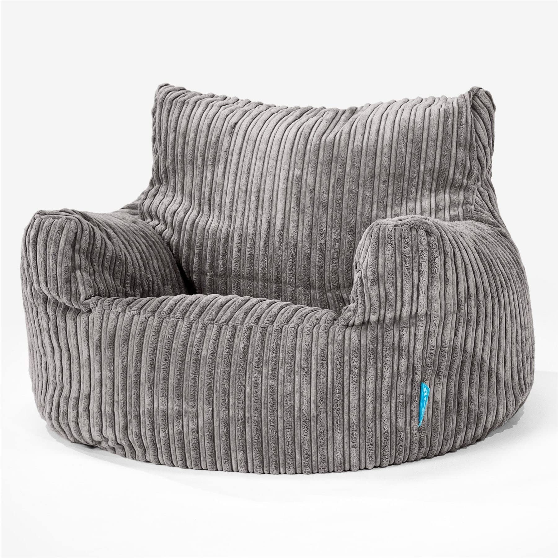 Lounge Pug Cord Childrens Armchair, Kids Bean Bag Chair Seat for Boys and Girls, Graphite Grey