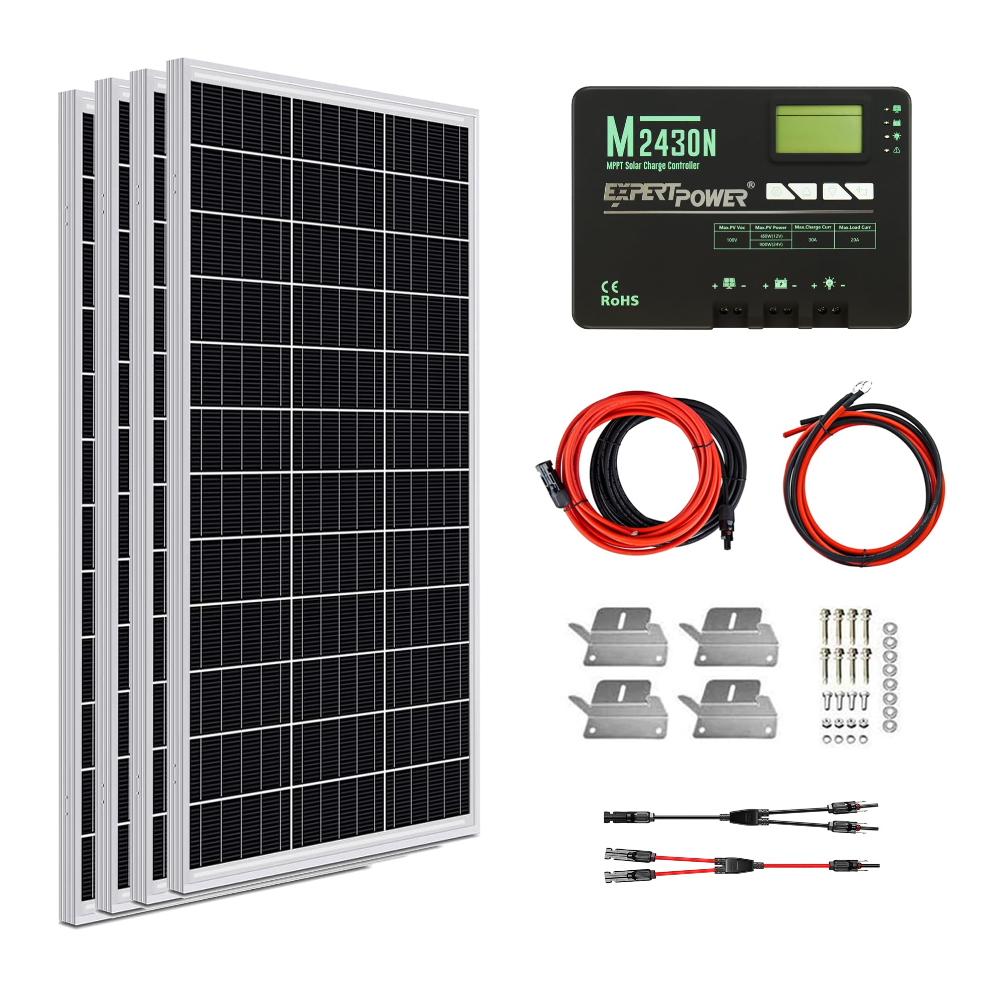 ECO-WORTHY 400W Solarpanel Kit: 2x 195W Bifacial + 40A MPPT Laderegler Komplettset
