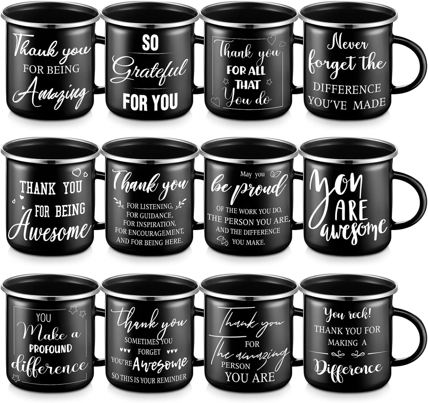 Uiifan 12 Pcs Employee Appreciation Bulk CNA Week Gifts 12 oz Coffee Mugs with Handle Thank You Inspirational Employee Motivational Gift for Teacher Coworkers Nurse(Appreciation)