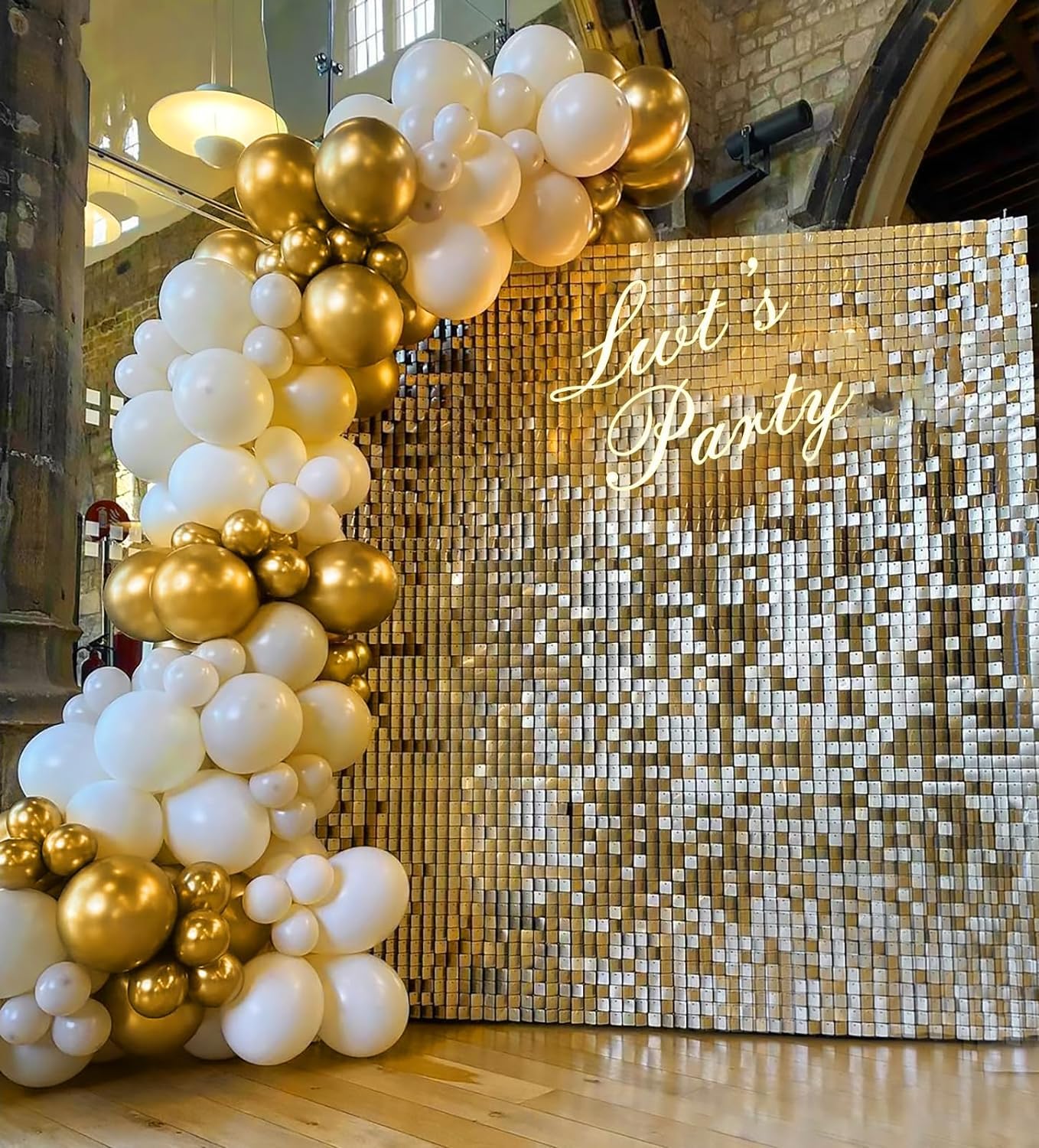 100pcs Metallic Gold Balloons 12 inch, Chrome Gold Balloons with Gold Ribbon for Birthday Graduation Engagement Wedding Party Decorations