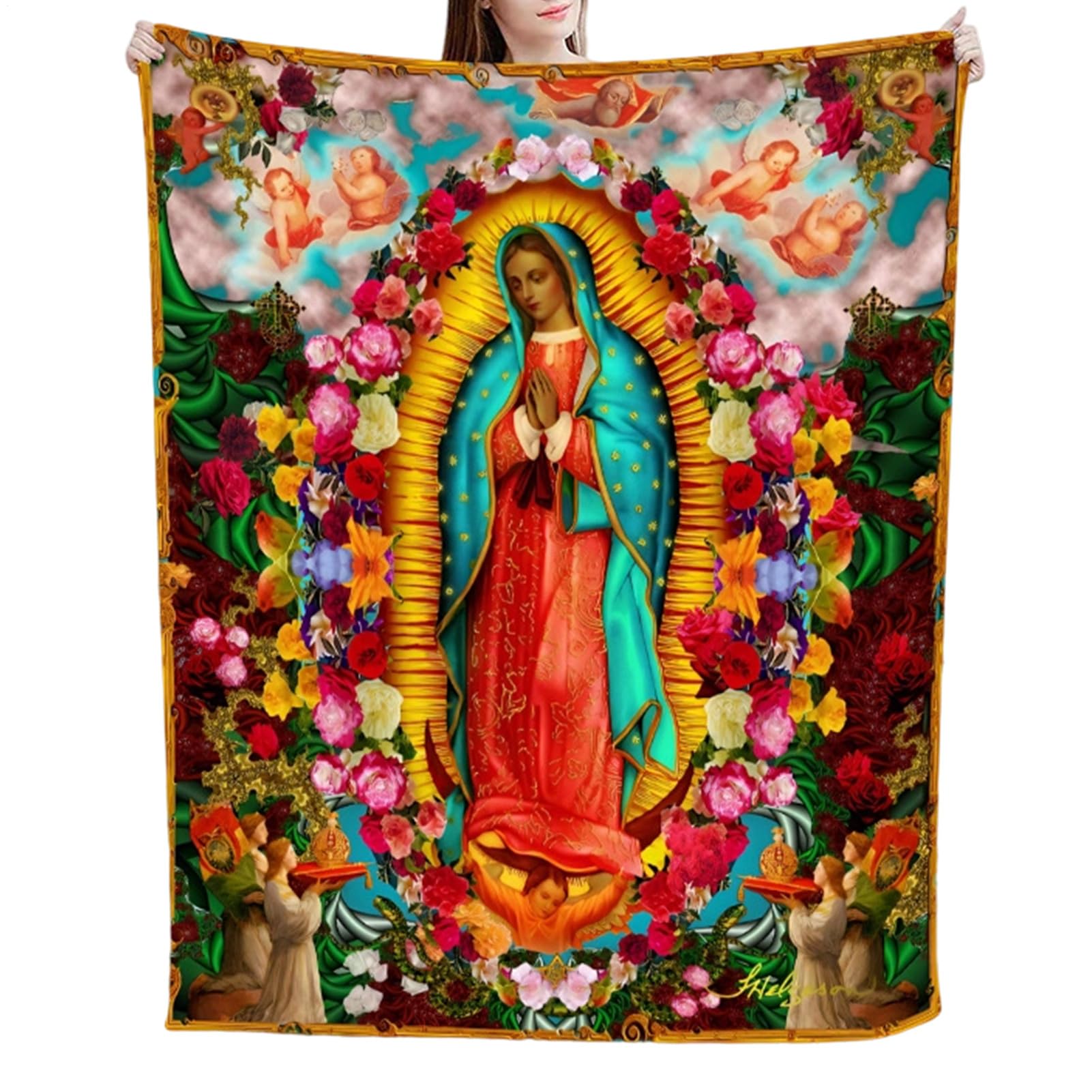 Couverture de la Vierge Marie contre le froid plaid doux de lit 150x100 cm facile à transporter