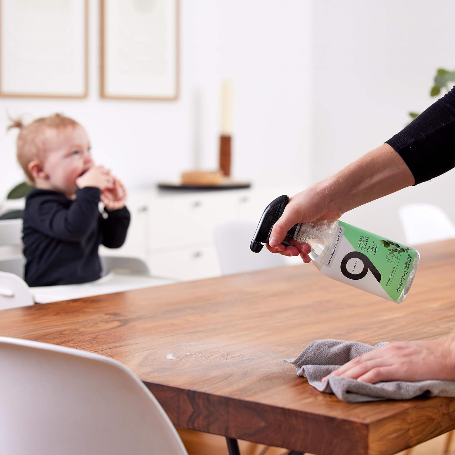 9 Elements All Purpose Cleaner, Kitchen, Floor, & Bathroom Cleaner, Lemon Multi Surface Cleaning Vinegar Spray, 18 oz Bottles (Pack of 3) : Everything Else