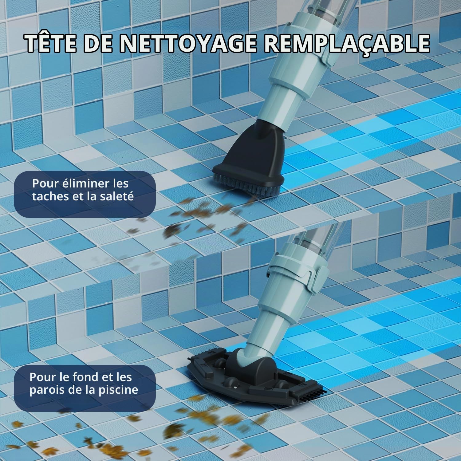 Lydsto S1 Lite Aspirateur Piscine sans Fil, Autonomie 90 Min, 3 Tubes en Aluminium Inclus, Léger et Portable pour Piscines Souterraines et Hors Sol, Spas et Jacuzzis