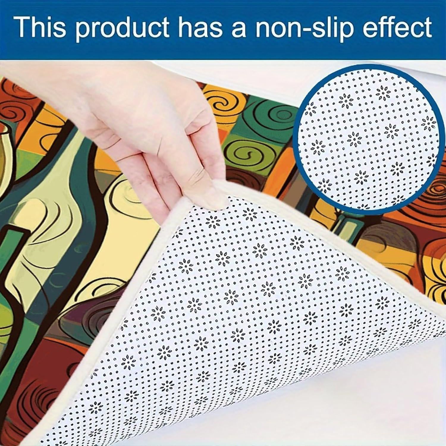 Wine Bottle Art Kitchen Rugs Sets of 3 Non Slip Kitchen Mats for Floor Farmhouse Kitchen Sink Mat Thick Comfort Standing Mat for Laundry Room Hallway Bathroom