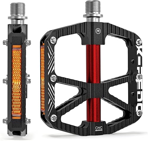 Pedales de bicicleta de montaña MTB, plataforma plana, aleación de aluminio, antideslizante, 9/16 pulgadas, pedales de bicicleta de metal con 3
