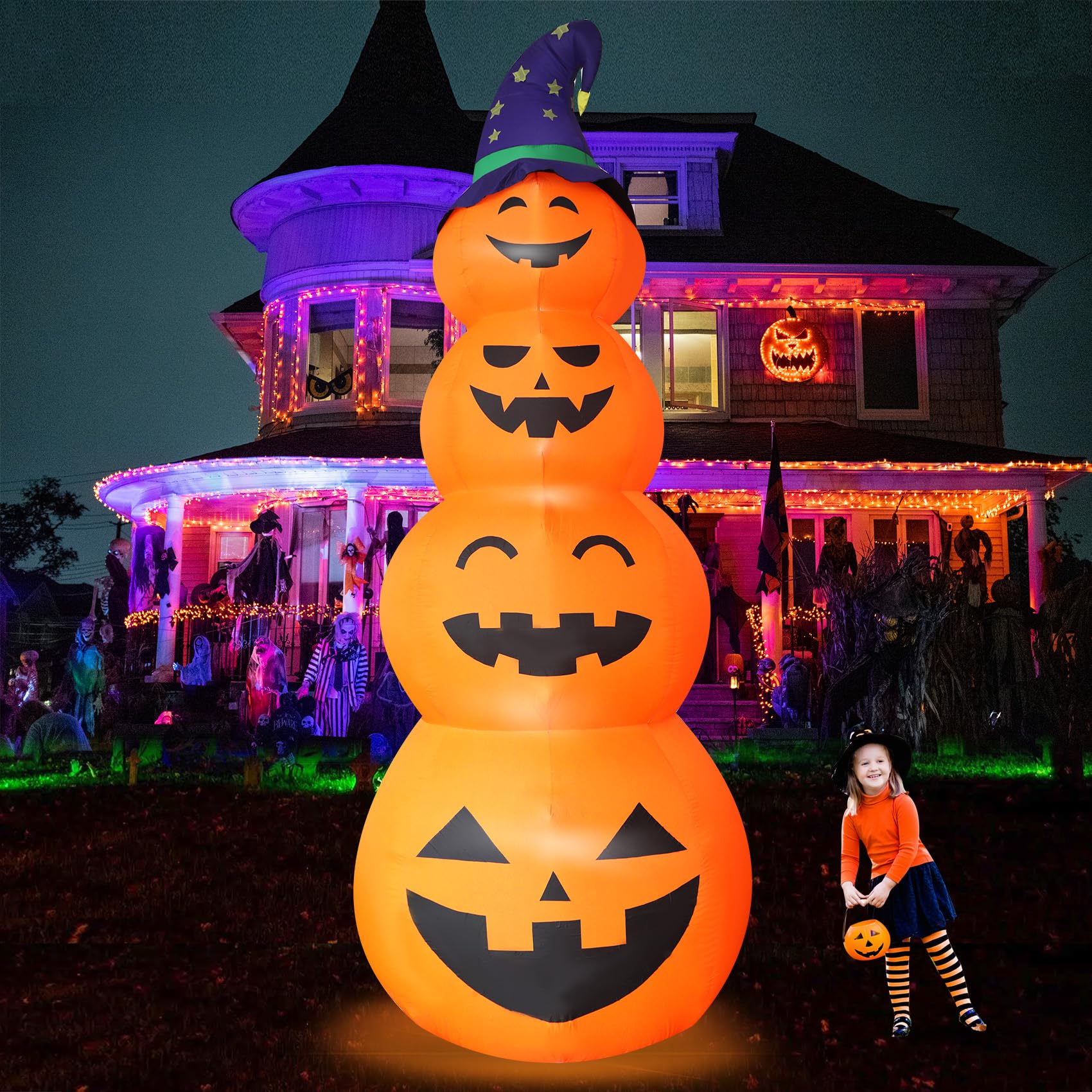 Citrouilles gonflables géantes Halloween de 3,7 m pour faire revivre la magie des contes