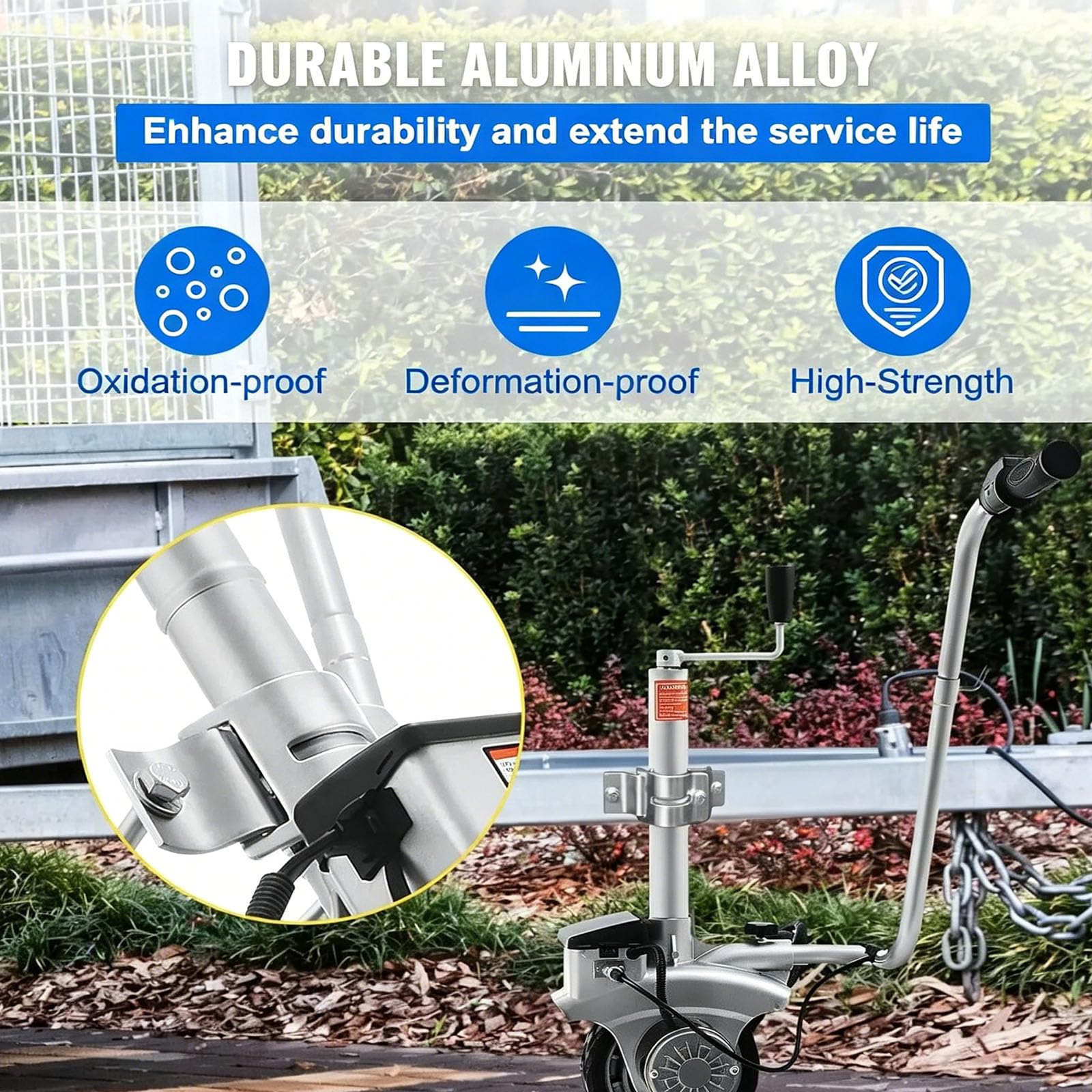 Roue Jockey Remorque Électrique Motorisée, Capacité Max. 272 kg,12V 350W Vitesse,2268 kg Chariot de Remorque, Roue Jockey Motorisée pour Déplacer Caravanes Bateaux