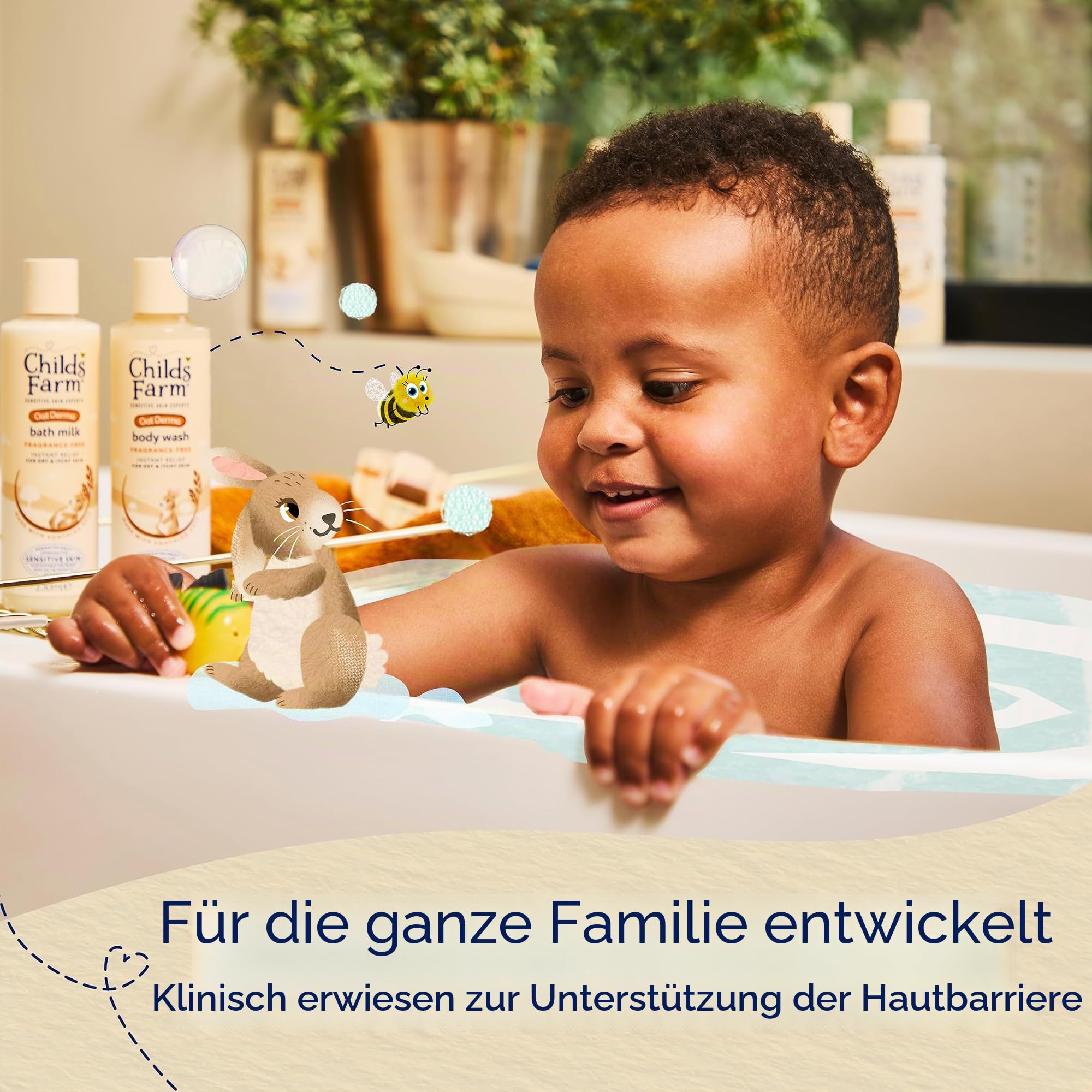 Childs Farm OatDerma Bademilch, parfümfrei, beruhigende Hydratation für empfindliche Haut, geschmeidig, Baby, Kinder, 250 ml