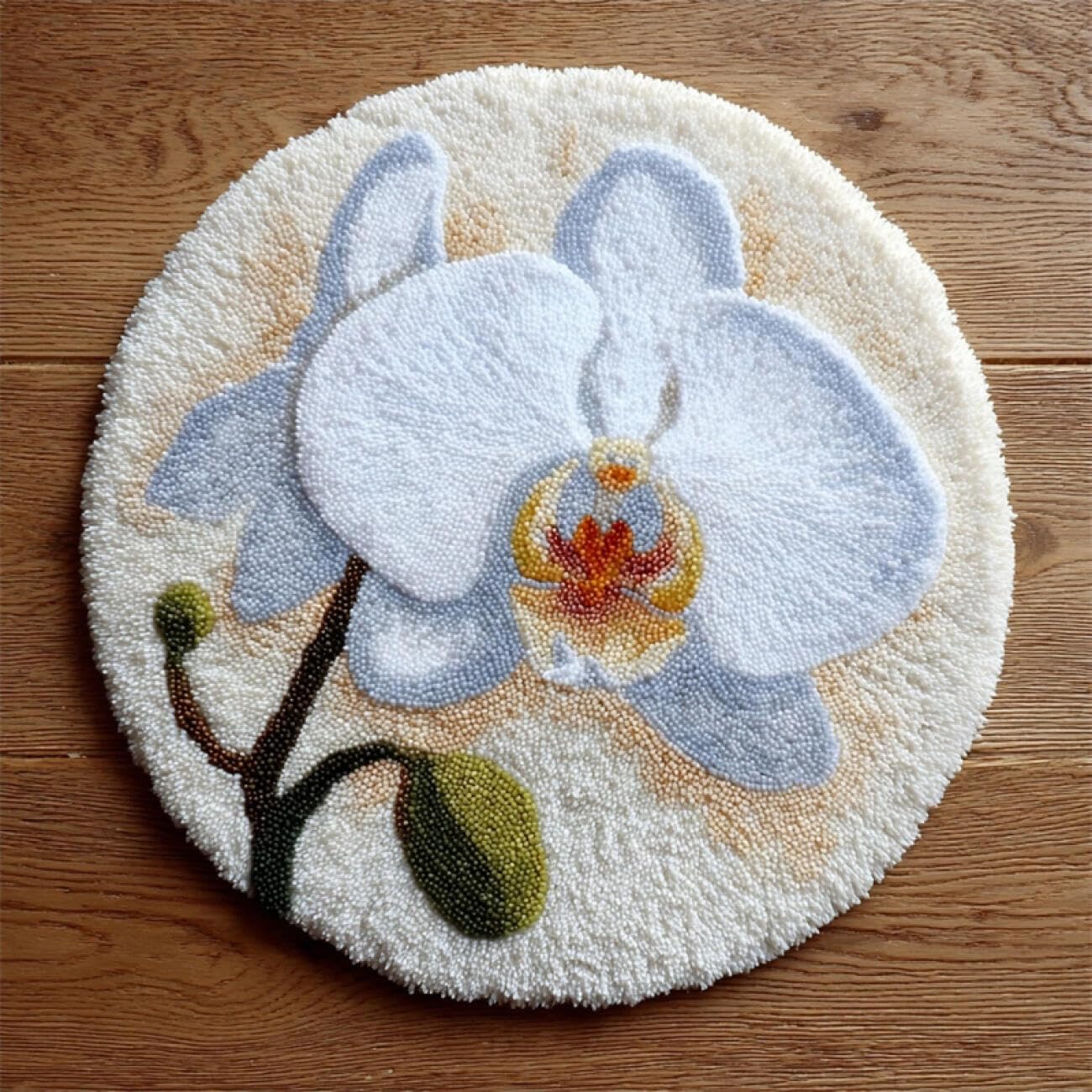 Kitquiver Rug Making Kit for Adults White Phalaenopsis Orchid 80x80cm