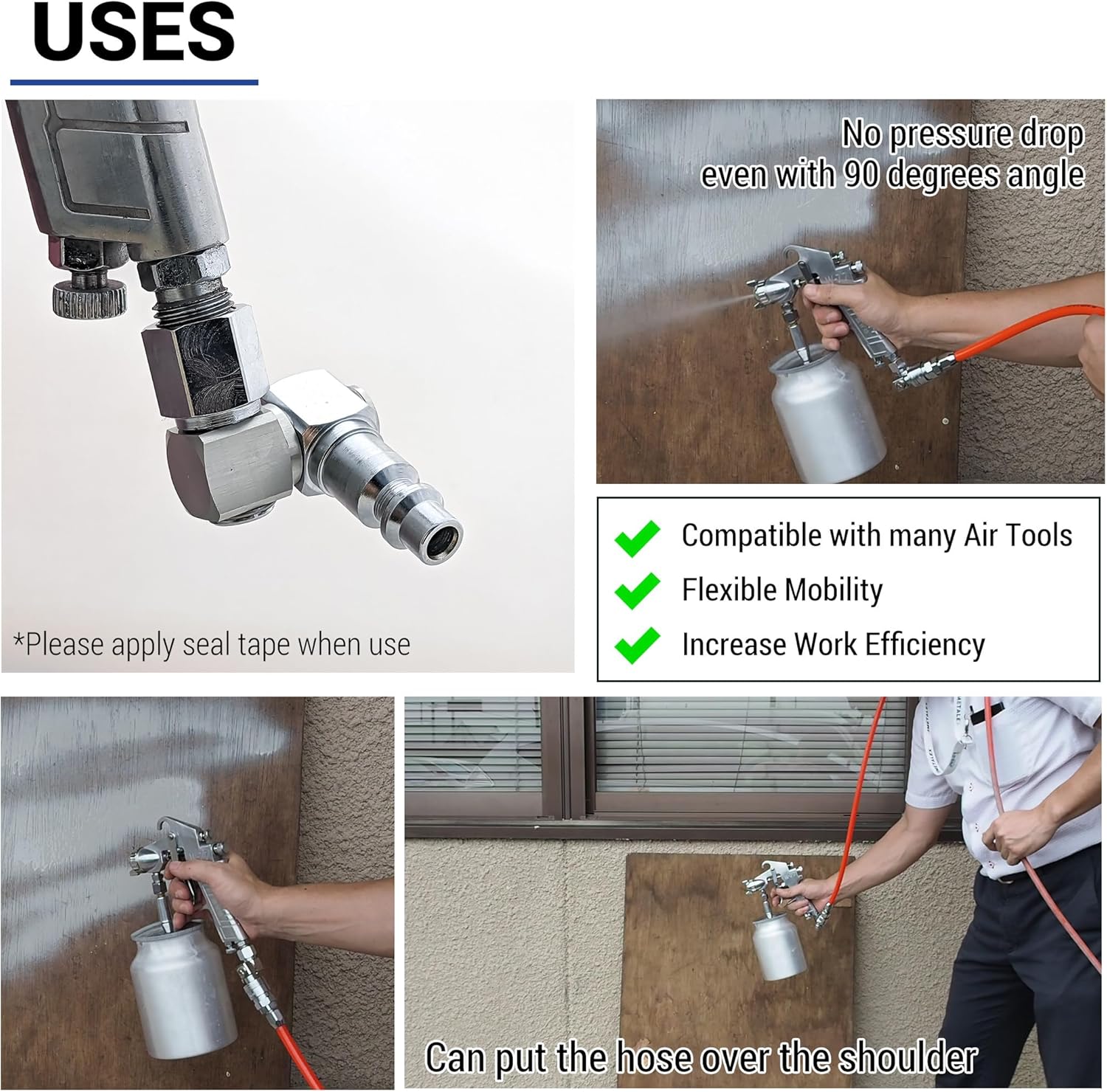 I.Field Air Swivel Fitting 360 Degree Rotating Dual-Axis Quick Plug Connector & Female Thread FNPT 1/4″