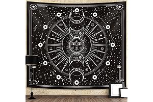 Space Tapestry Wall Hanging - Celestial Tapestry with Sun, Moon, and Stars Motif