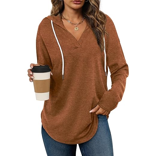 Bofell Womens Fashion Tops Hoodies for Women Pullover Oversized Sweatshirts Long SLeeve Shirts Loose Fit