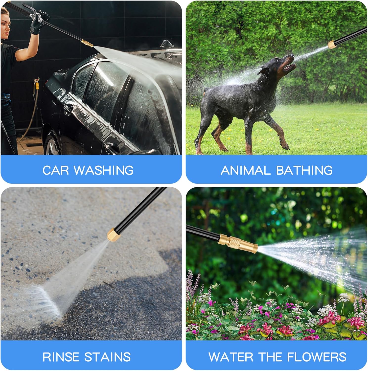 High Pressure Washer Wand,Hydro Jet Water Hose Nozzle,Heavy Duty High Power Water Wand - Pressure Washer Gun Attachment - Garden Hose Jet Nozzle for Gutter Patio Car Pet Window Glass