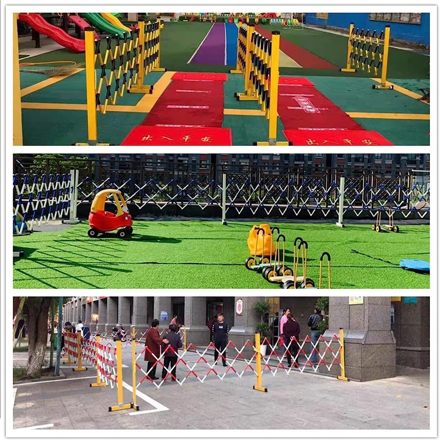 Barreras de seguridad plegables expandibles para sitios de construcción, ascensores y caminos al aire libre para parques infantiles, hoteles y control de multitudes (color: amarillo, tamaño: 1,2 x 1