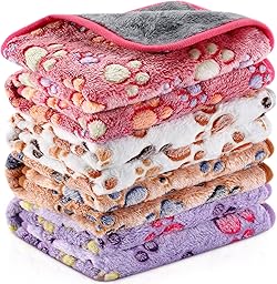 Namalu 4 Couvertures pour Cochon d'Inde en Polaire Lavables Imperméables Doublures pour Cage Absorbantes Tapis de Couchage Réutilisable pour Animaux de Compagnie (Empreinte de Patte, 60 x 120 cm)