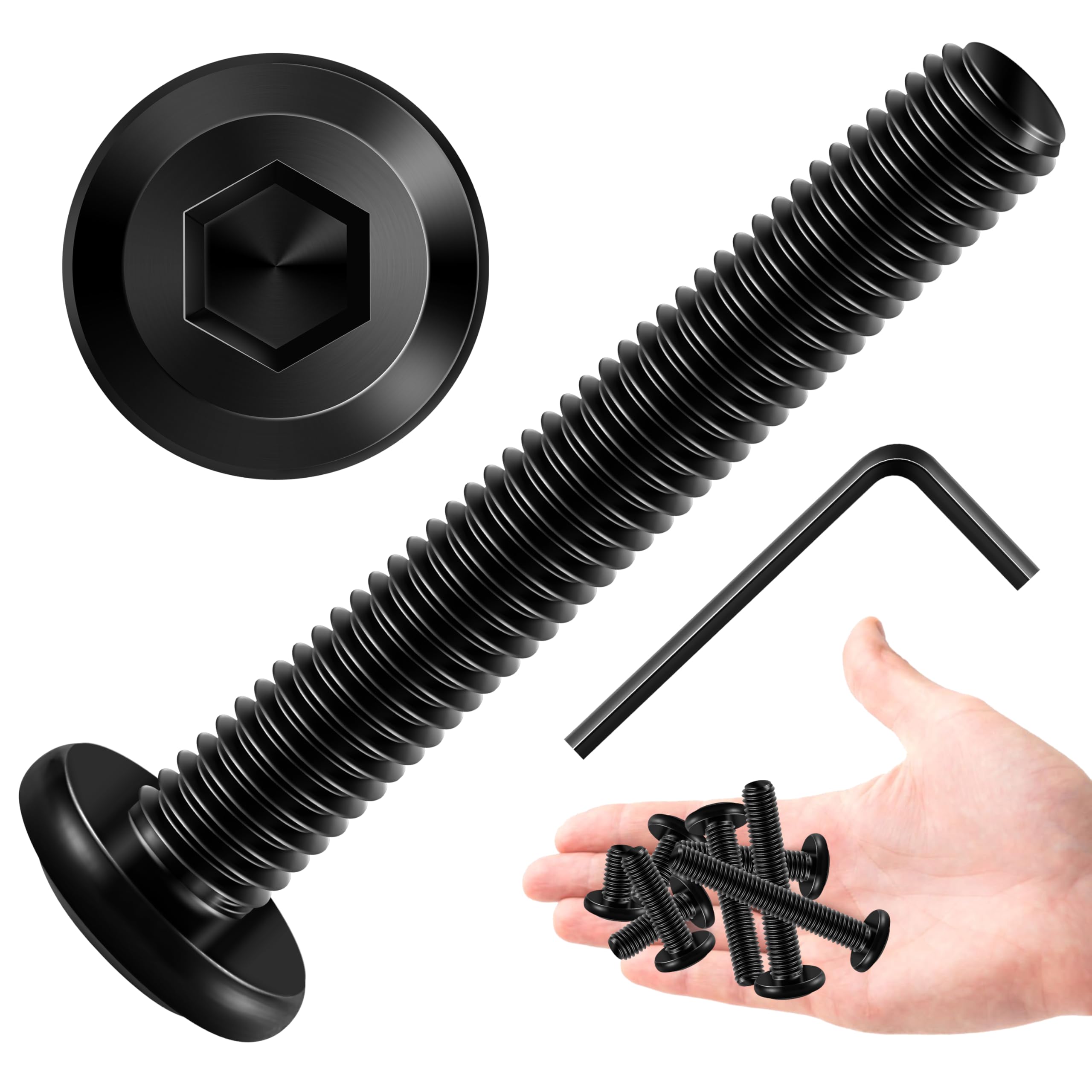 Photo 1 of 20Pcs M6 x 45mm M6 Screws Flat Head Socket Cap Screw Bolts Furniture Bolts, Allen Socket Drive M6 Bolt, Stainless Steel 304, Black Oxide M6x1.0 Bolt by Marysino
