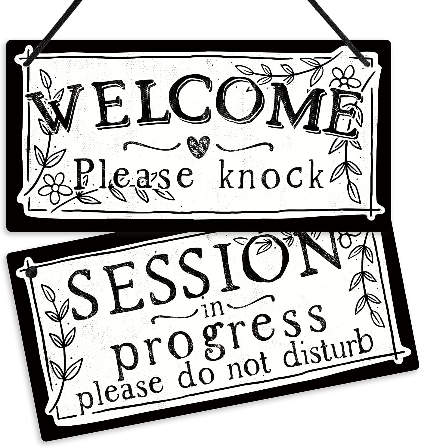 Putuo Decor In Session Do Not Disturb Door Sign, Reversible Double Sided Sign for Business, Office, Therapist, Clinic, Treatment, 10x5 Inches PVC Hanging Plaque (Session in Progress)