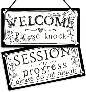 Putuo Decor In Session Do Not Disturb Door Sign, Reversible Double Sided Sign for Business, Office, Therapist, Clinic, Treatment, 10x5 Inches PVC Hanging Plaque (Session in Progress)