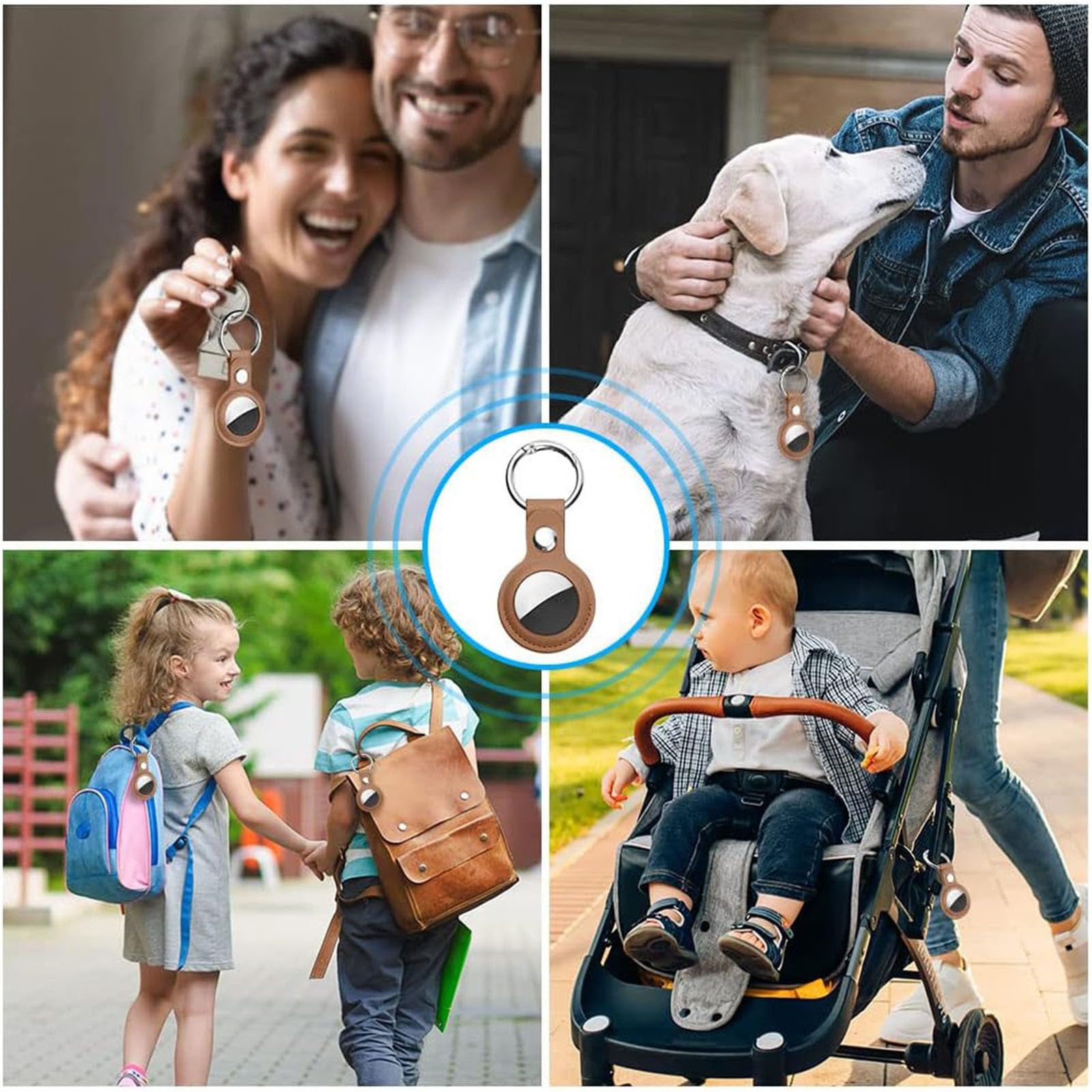 Ainiv Llavero para AirTag, 1 Pieza Llaveros para AirTag Funda Protectora, PU Localizador Portátil Antipérdida, Protectora de Cuero Funda Bluetooth Tracker Mascotas y Mochilas — view 6
