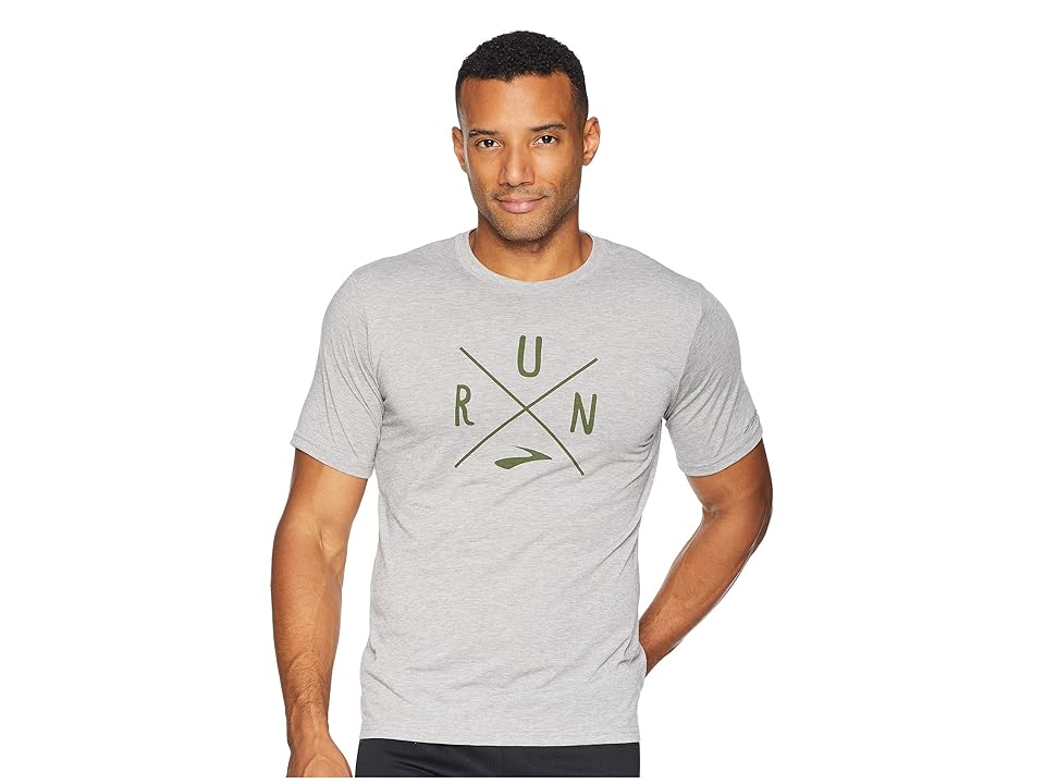 

Brooks Distance Graphic T-Shirt (Heather Sterling/Olive) Men's T Shirt