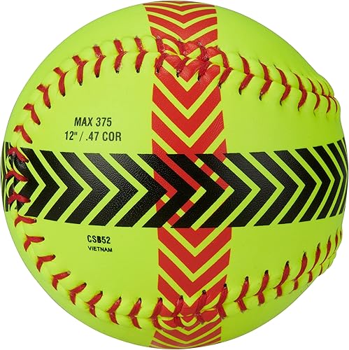 Miniatura 4 de Champro Juego de softbol de entrenamiento a rayas (amarillo óptico, 12 pulgadas)