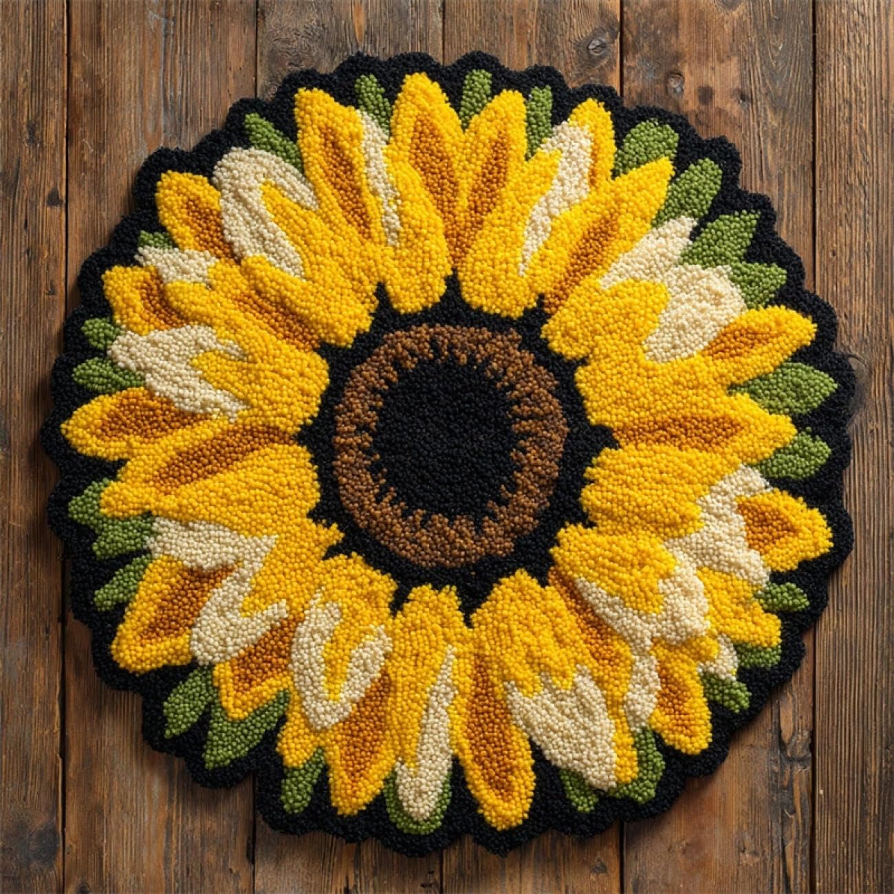 Kitquiver Rug Latch Hook Craft Kits Sunflower Flowers 60x60cm