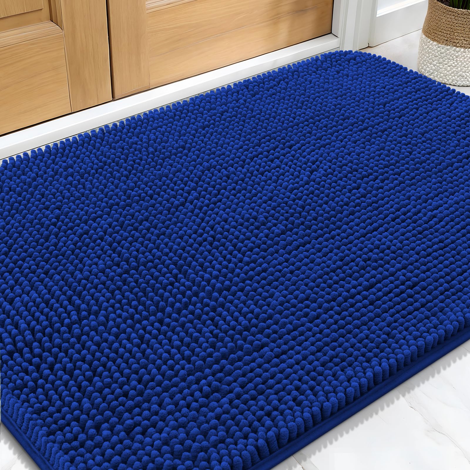 OLANLY Dog Door Mat for Muddy Paws 34x21, Super Absorbent Chenille Mud Mat