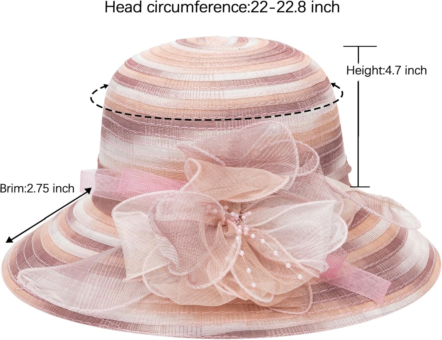 Women's Organza Kentucky Fascinator Hat Cloche Bowler Hat Cocktail Tea Party Wedding Sun Hat - Image 6