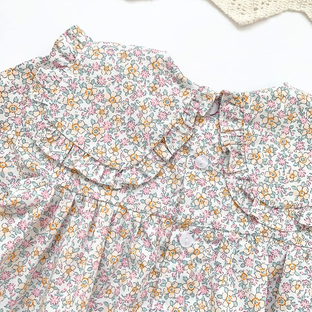 Curipeer Baby Girls Long Sleeve Shirt Peter Pan Collar Smocked Blouse Button Down Top - Image 6