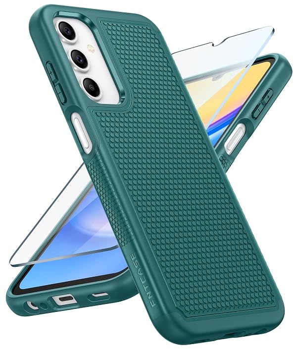 FNTCASE for Galaxy A15-5G Phone Case - Samsung A15 5G Military Grade Drop Protection, 14ft Drop Tested, Screen Protector Included, Anti-Slip Matte Textured, TPU+PC Dual Layer Shockproof Cover (Green) by FNTCASE - Used condition - US$7.42