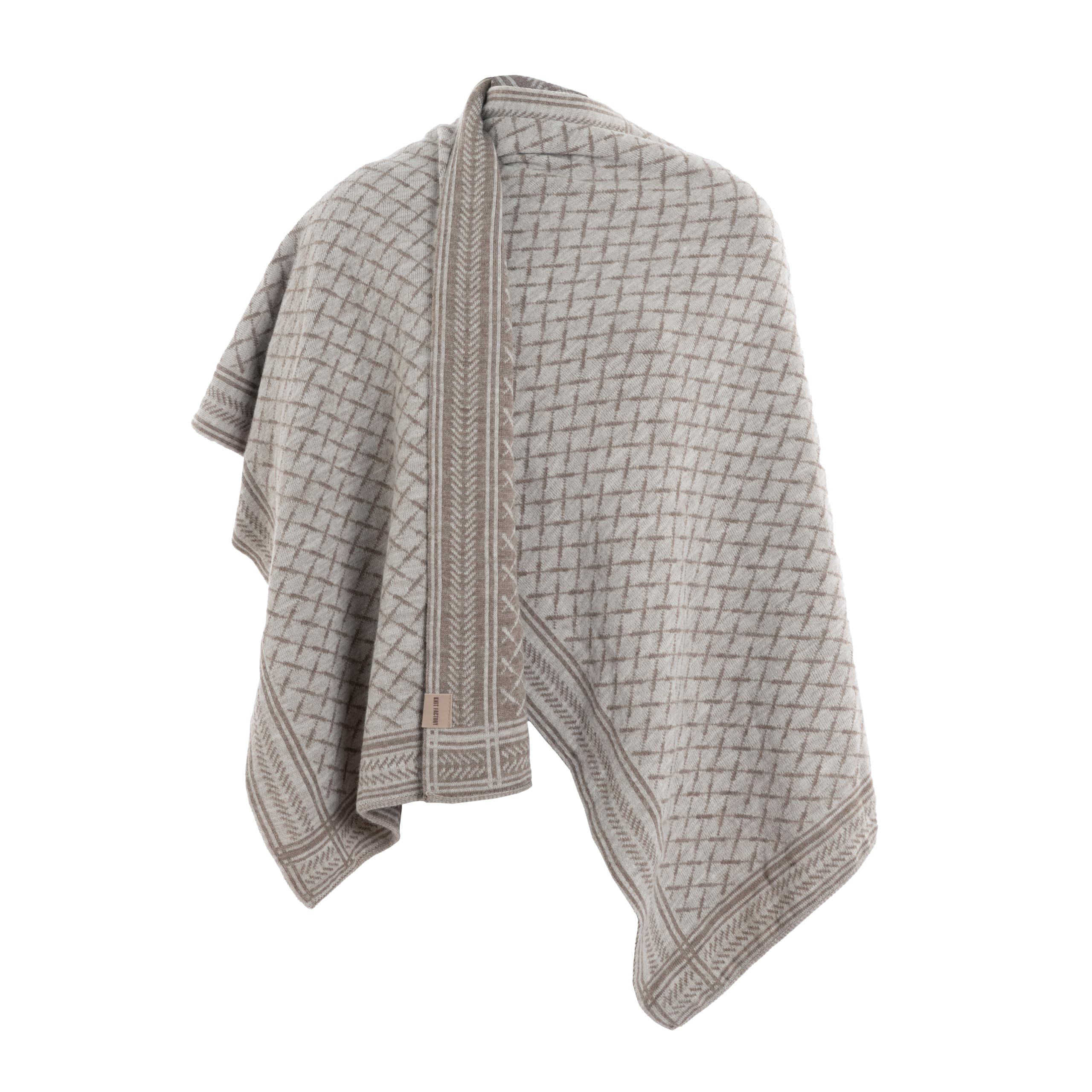 Knit Factory - Dusk Shawl Wrap - Knitted Poncho - Winter Women Poncho - Ladies Cape Coat - Shawls and Wraps - Blanket Scarf - Marron/Iced Clay - One Size
