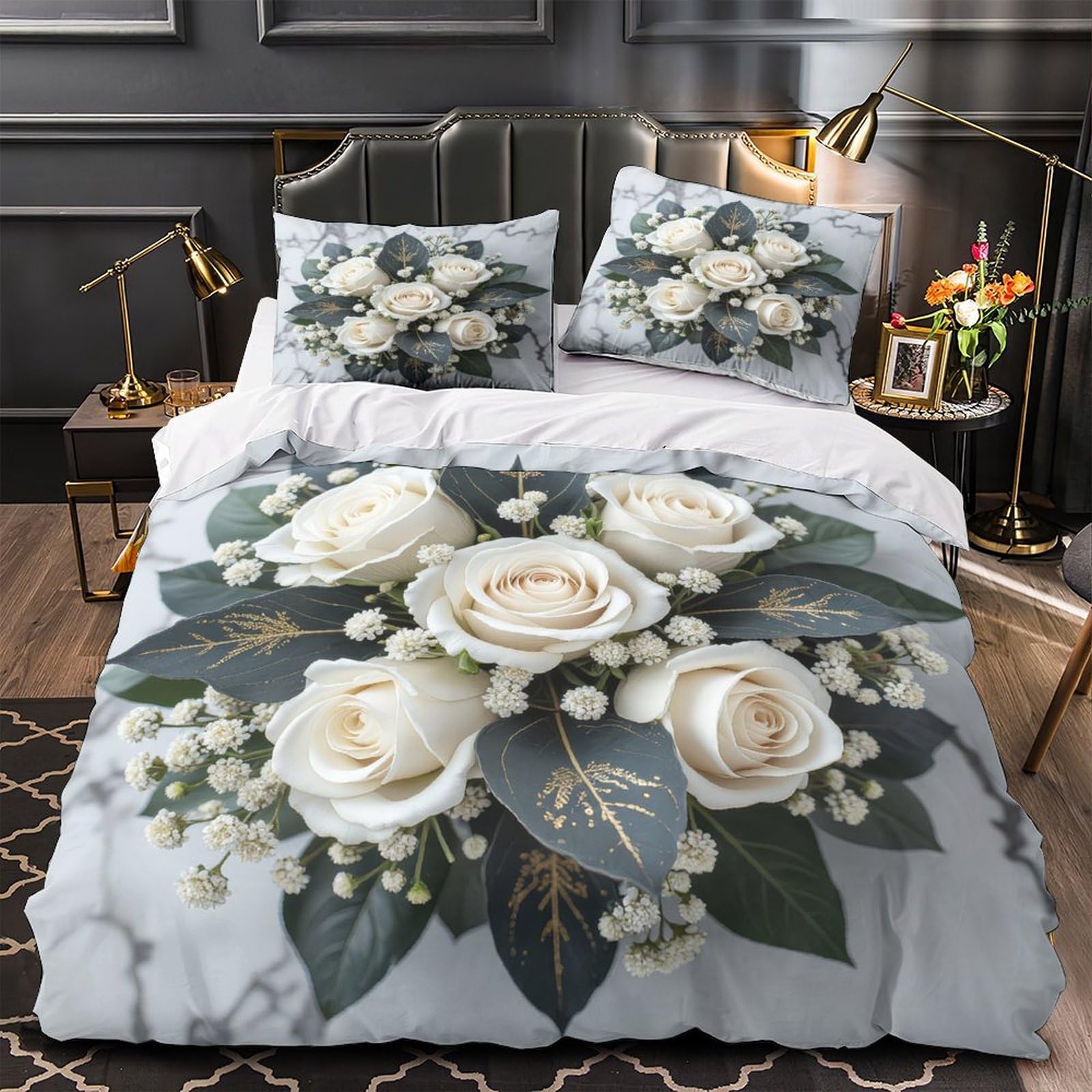 Housse de couette ultra douce 3D et parure résistante fuchsia