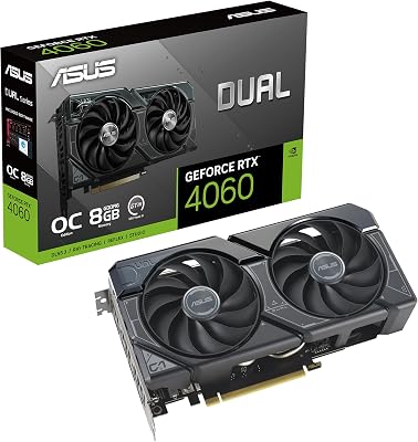 ASUS Dual GeForce RTX 4060 OC Edition 8GB GDDR6 (PCIe 4.0, 8GB GDDR6, DLSS 3, HDMI 2.1a, DisplayPort 1.4a, 2.5-Slot Design, Axial-tech Fan Design, 0dB Technology), 3 Year Warranty