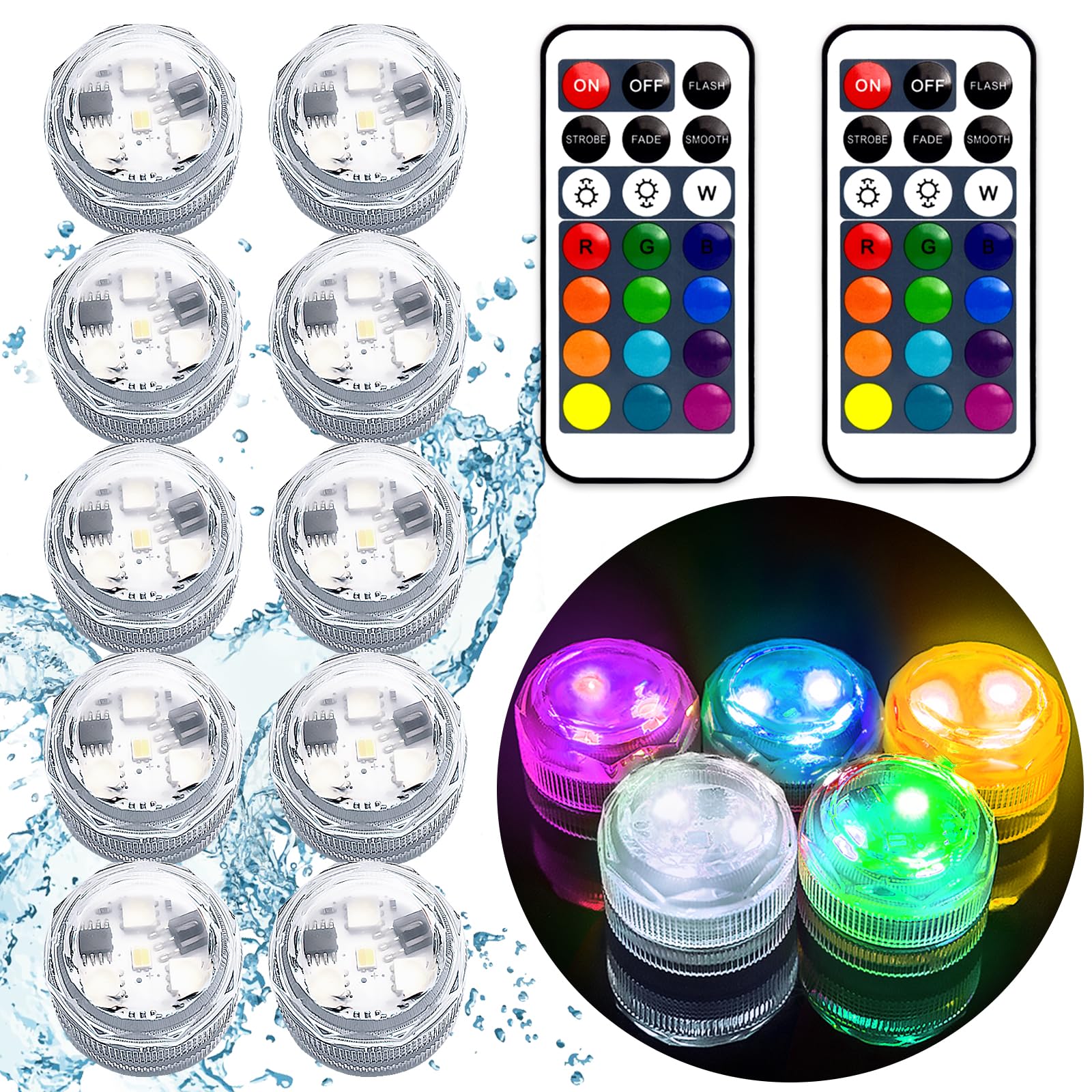 Akavivo Submersible LED Lights, Waterproof LED Tea Lights Candle with Remote Battery Operated,RGB Color Changing for Vase Home Party Wedding Table Centerpieces