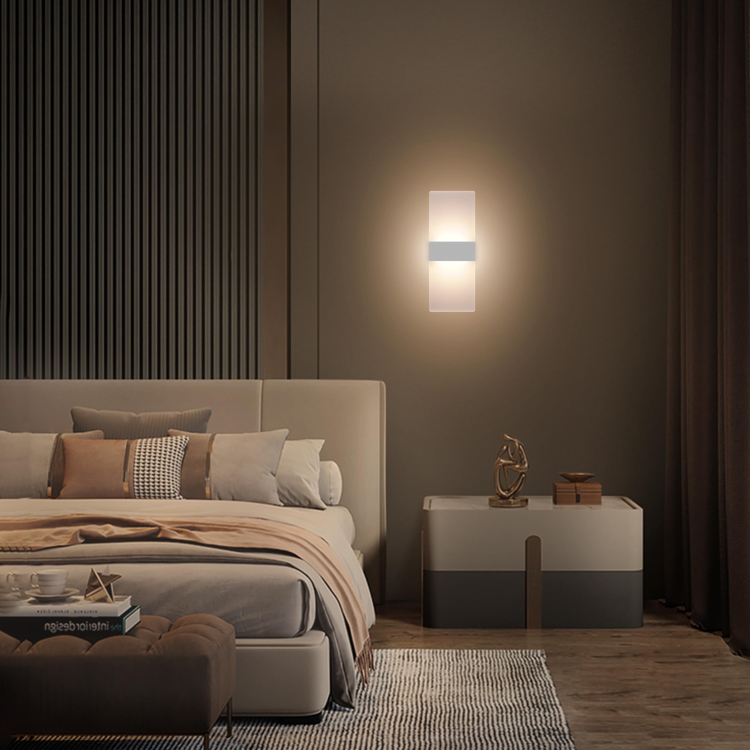 KICAAO 2 Stück Wandleuchte 12W 3000K Acryl LED Wandleuchte Moderne Warmweiß für Flur Wohnzimmer Schlafzimmer Und andere Indoor-Szenen Nicht dimmbar